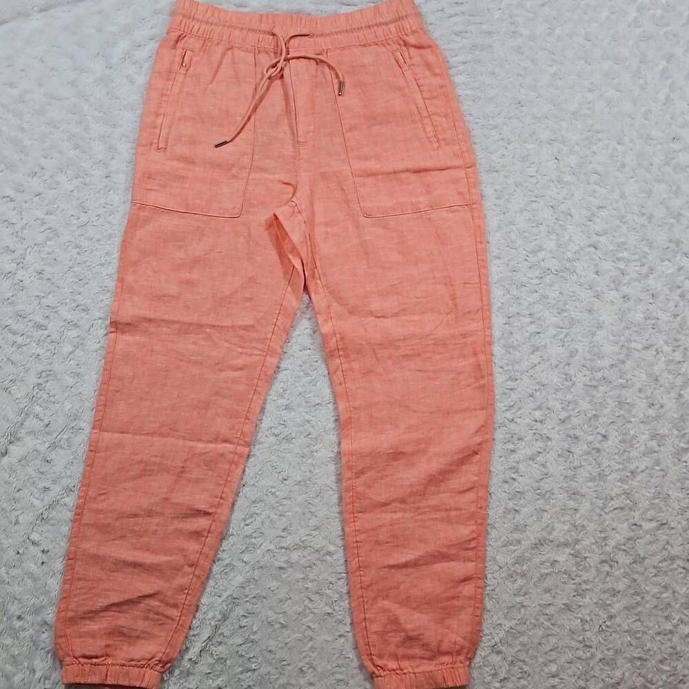 Soft Persimmon Coral Athleta Womens Size 4 Retreat Linen Jogger Beachy NWOT